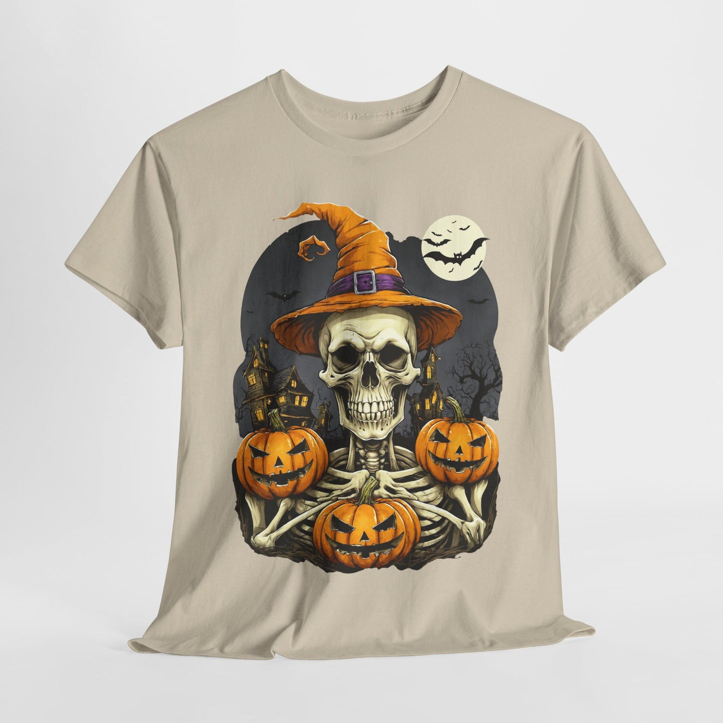 Copy of Halloween Skeleton Pumkin Scarry Tee Unisex Cotton Shirt, Halloween Party, Trick or Treat, Funny Halloween Gift, Spooky Witch