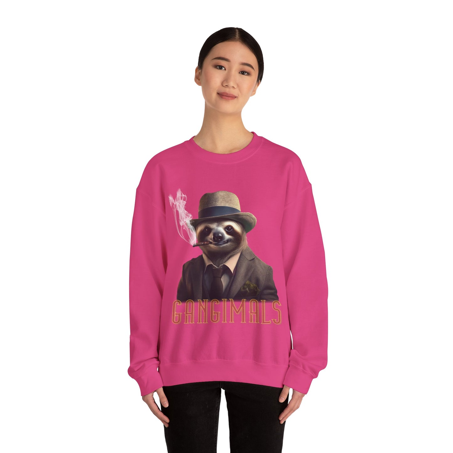 Sloth Gangster Sweatshirt / Cool Cat in 1930s Suit Design, Unisex, Gangimals Apparel, Vintage Feline Shirt, Animal Lover Gift