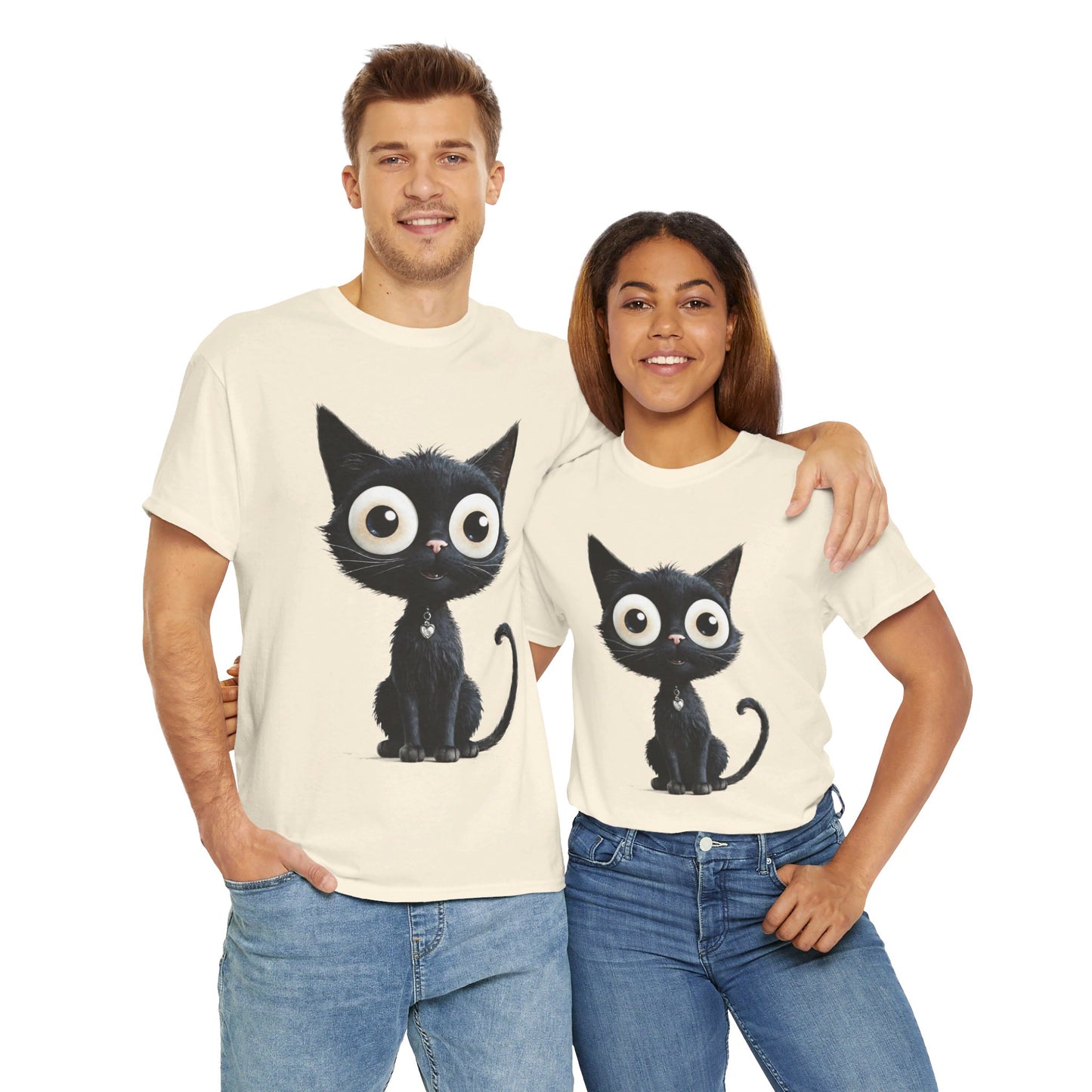 Cat Lover T-Shirt, Cute Kitty Tee, Adorable Feline Shirt, Big Eyed Cat Top, Animal Graphic Tee for Pet Owners