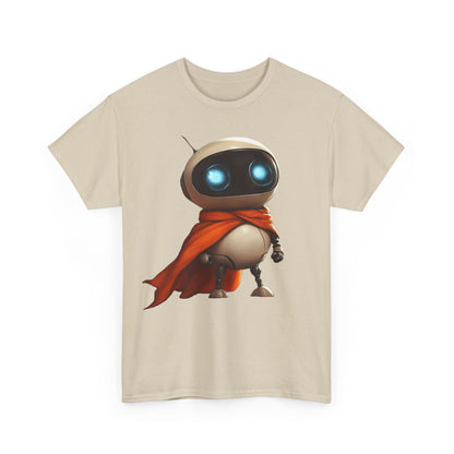 Süßer Roboter T-Shirt mit Umhang / Sci-Fi Cartoon Roboter Grafik Tee / Lustiges Unisex Shirt für Tech-Liebhaber