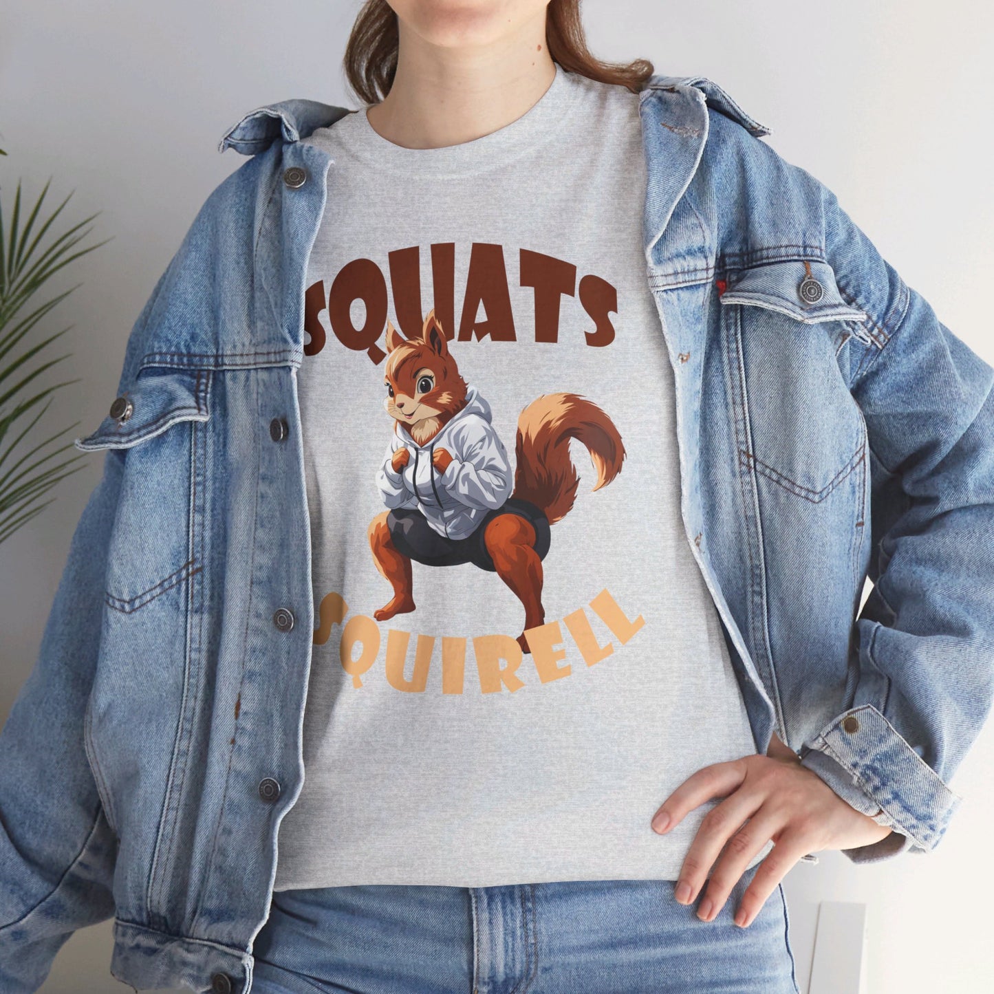 Squats Squirell T-Shirt - Lustiges Cartoon T-Shirt für Fitness-Enthusiasten und Katzenliebhaber