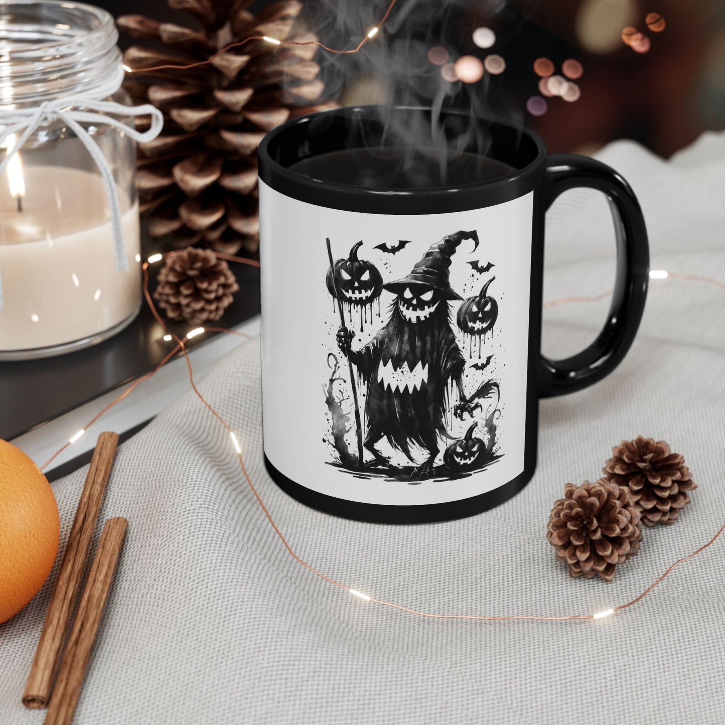 Halloween Mug, Pumpkin Ghost Coffee Cup, Spooky Tea Cup, Black Halloween Gift, Süßen Geistern, Hexen und Kürbissen, Gift for Halloween