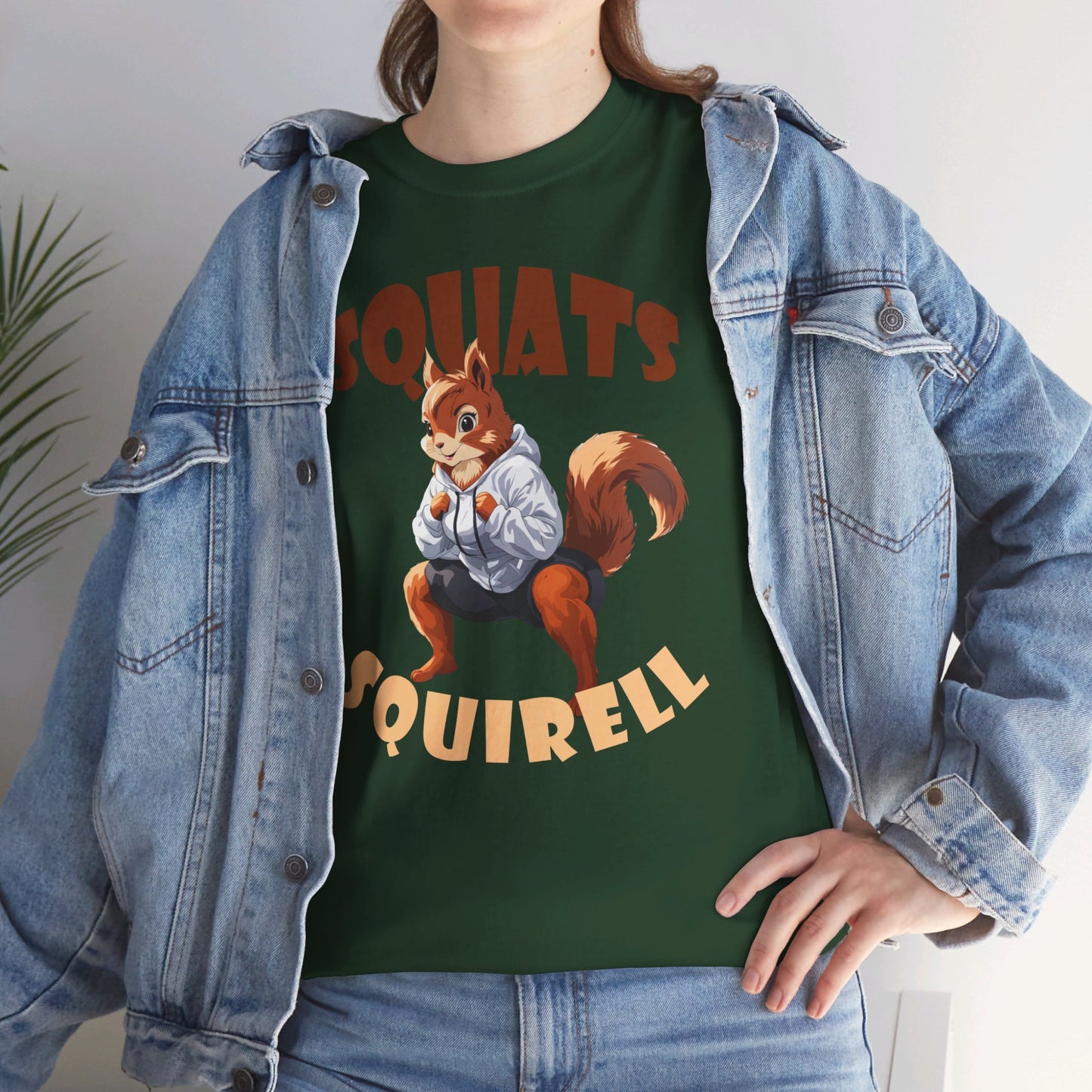 Squats Squirell T-Shirt - Lustiges Cartoon T-Shirt für Fitness-Enthusiasten und Katzenliebhaber