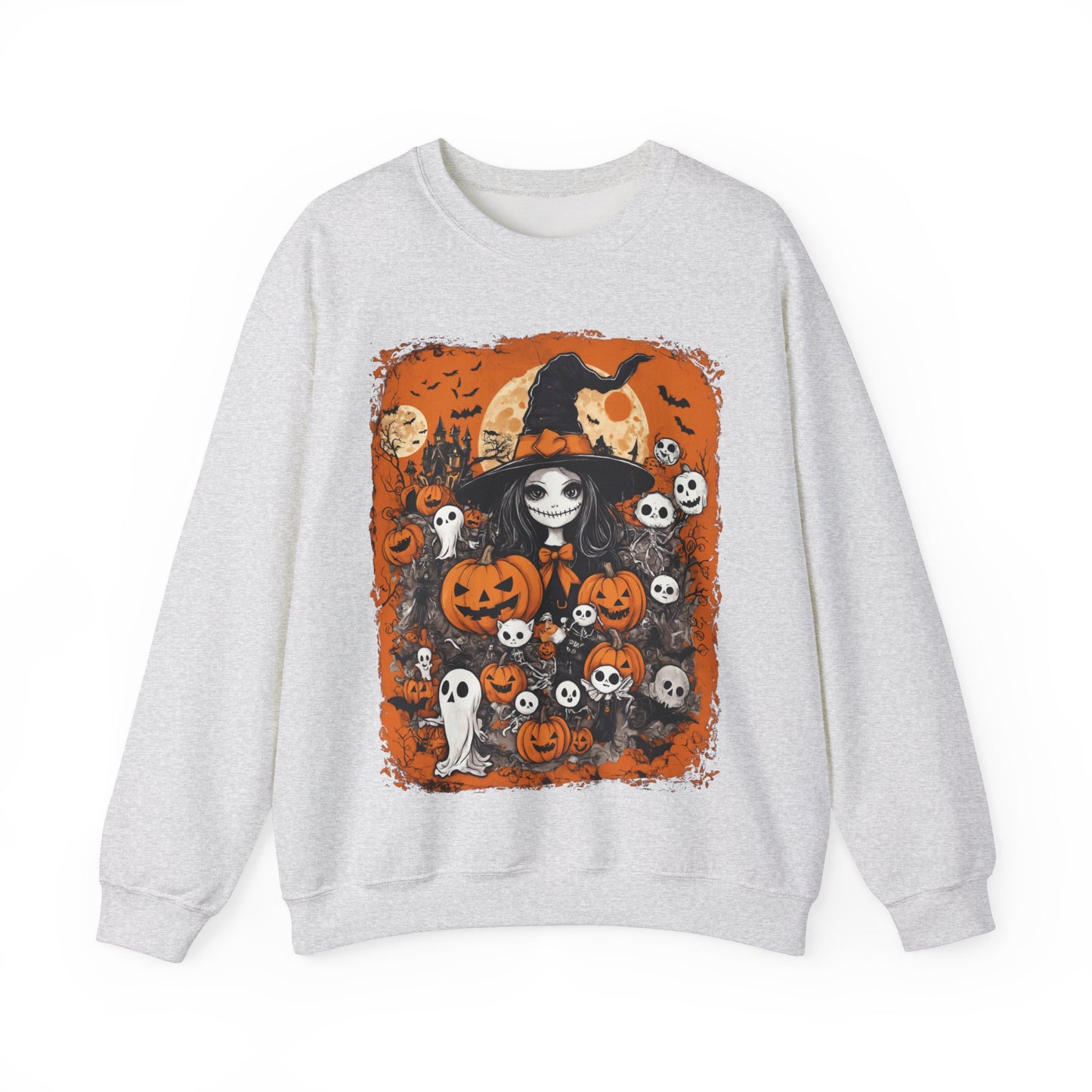 Halloween Pumpkin Witch Sweatshirt, Fall Autumn Costume Jumper, Spooky Season Pullover, Trick or Treat Top, Jack O Lantern Graphic Tee