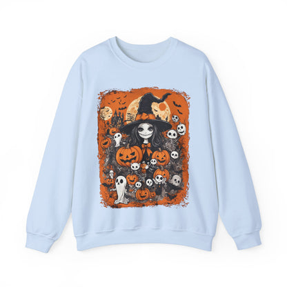 Halloween Pumpkin Witch Sweatshirt, Fall Autumn Costume Jumper, Spooky Season Pullover, Trick or Treat Top, Jack O Lantern Graphic Tee