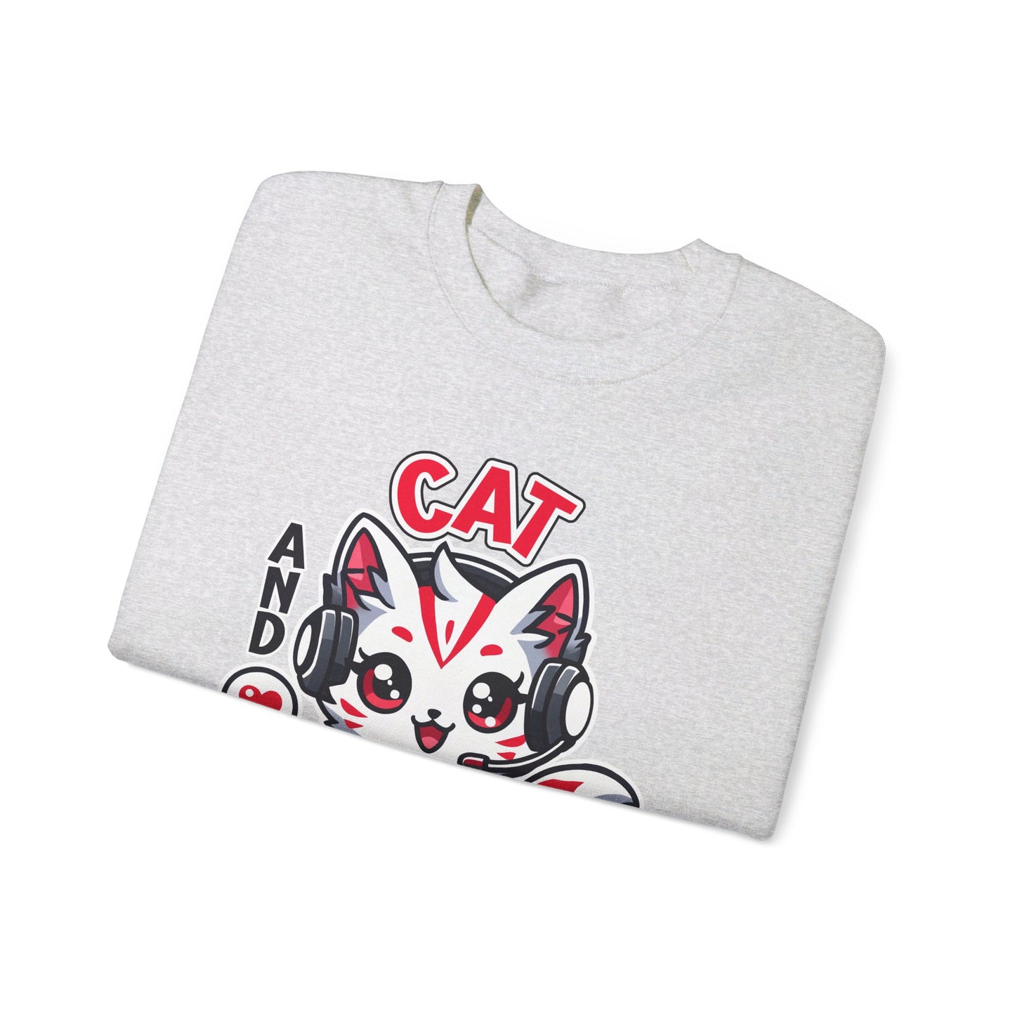 Cat and Gaming Unisex Heavy Blend™ Crewneck Sweatshirt / Anime / Katze / Geschenk / Zocken