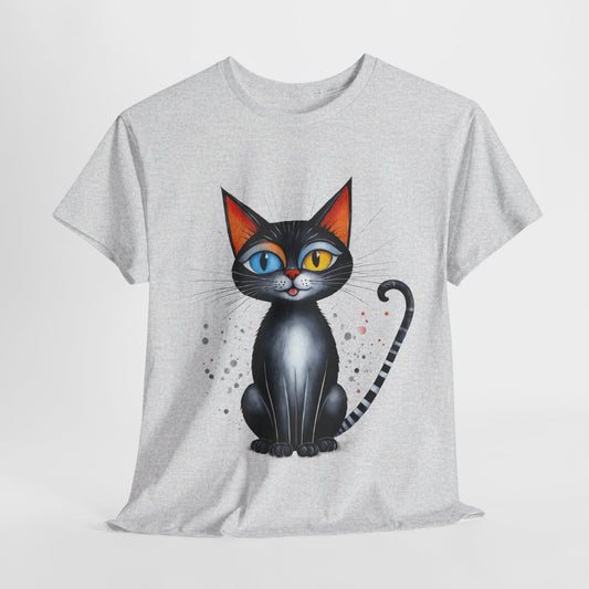 Cat Lover T-Shirt, Feline Graphic Tee, Multicolor Kitten Print Top, Animal Theme Shirt, Cat Enthusiast Clothing