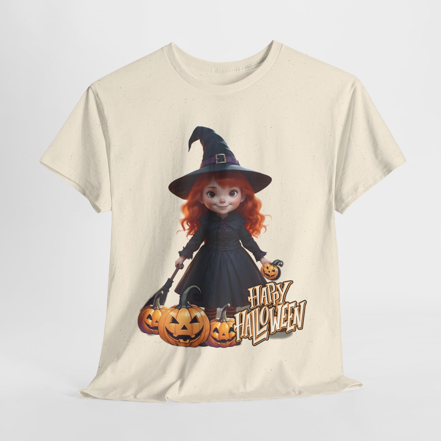 Halloween Witch Tee, Spooky Kids Shirt, Red Haired Girl Costume Top, Cute Smiling Witches Apparel, Unisex Tshirt, Holiday Clothing, Trick or