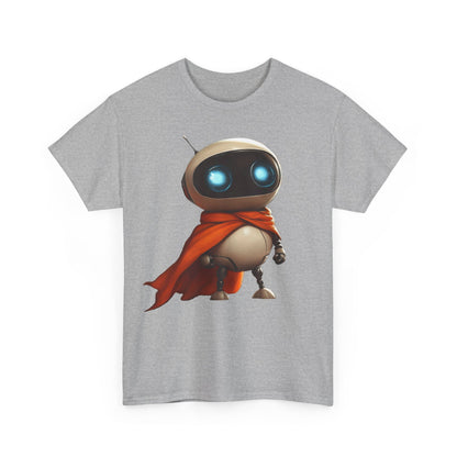 Süßer Roboter T-Shirt mit Umhang / Sci-Fi Cartoon Roboter Grafik Tee / Lustiges Unisex Shirt für Tech-Liebhaber