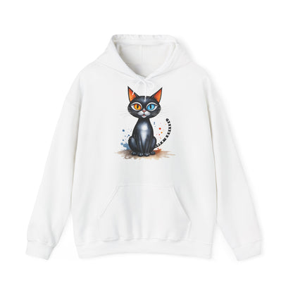 Cute Colourful Cat Hoodie, Cat Lover Sweatshirt, Whimsical Kitty Apparel, Fun Feline Jumper, Cat Lady Pullover, Vibrant Pet Hooded Top