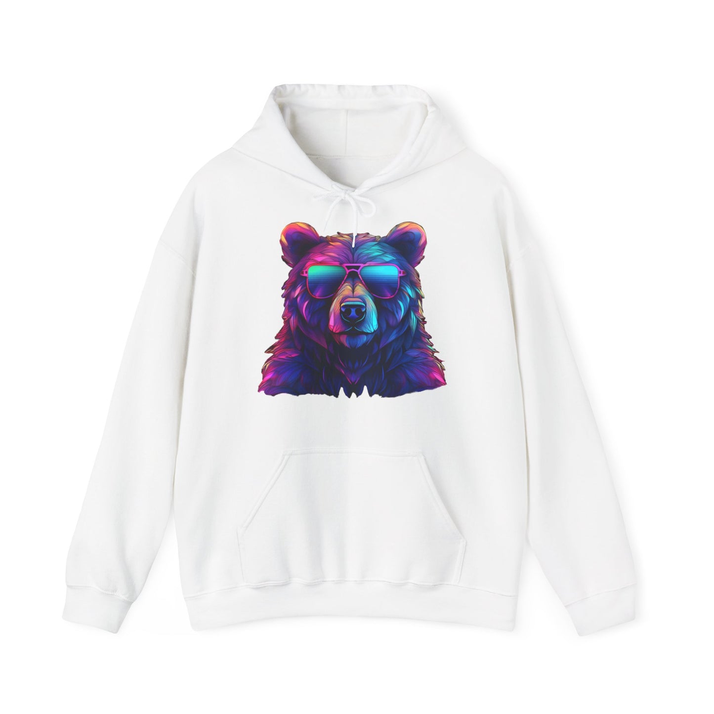 Cooler Bär mit Sonnenbrille Hoodie / Neon Bären Grafik / Wild Design für Tierliebhaber und Streetwear Fans / Lustiges Geschenk