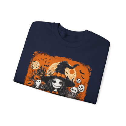 Halloween Pumpkin Witch Sweatshirt, Fall Autumn Costume Jumper, Spooky Season Pullover, Trick or Treat Top, Jack O Lantern Graphic Tee