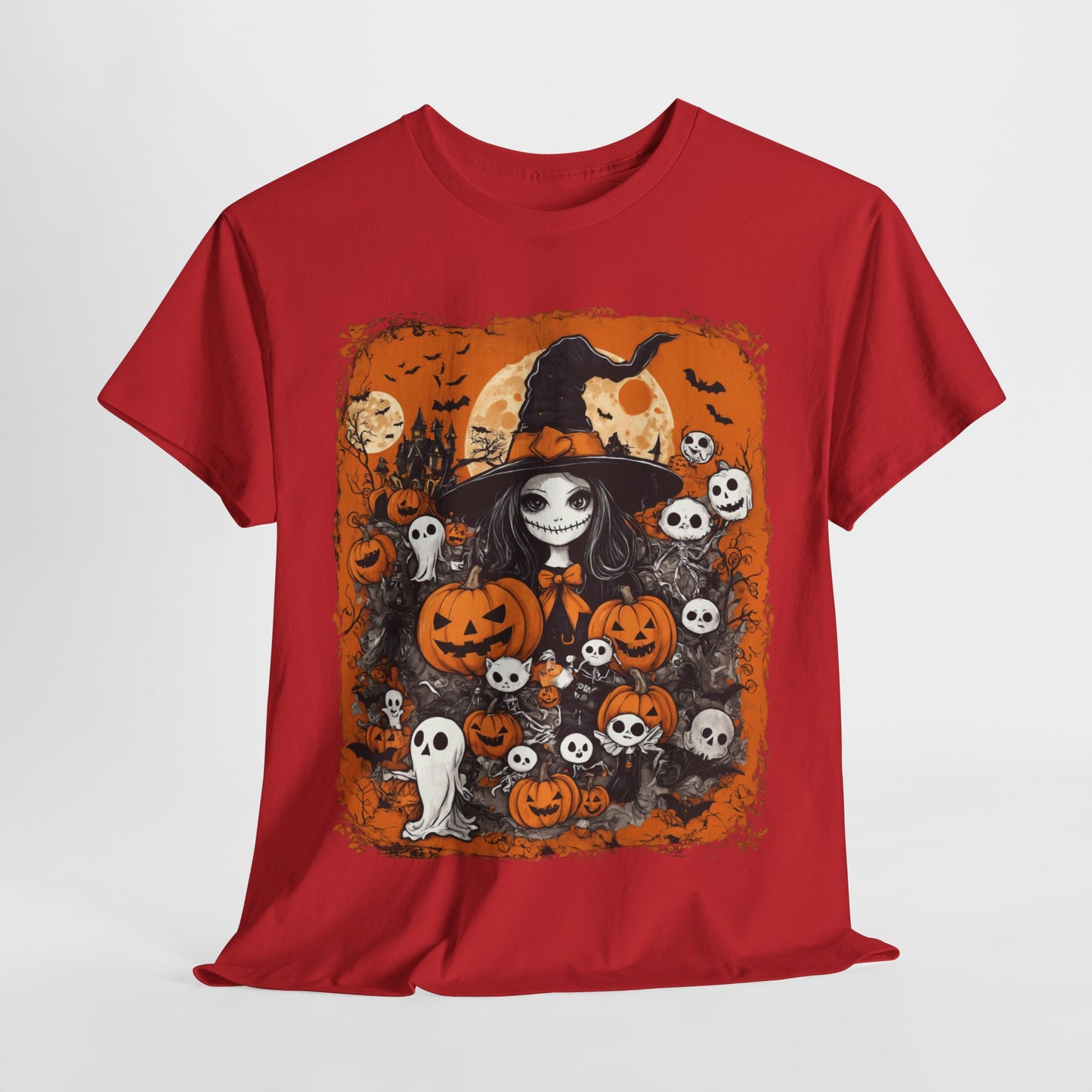 Halloween Pumpkin Witch Tee, Spooky T-Shirt, Halloween Costume Shirt, Fall Witch Graphic Top, Halloween Party Outfit