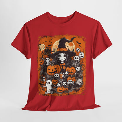 Halloween Pumpkin Witch Tee, Spooky T-Shirt, Halloween Costume Shirt, Fall Witch Graphic Top, Halloween Party Outfit