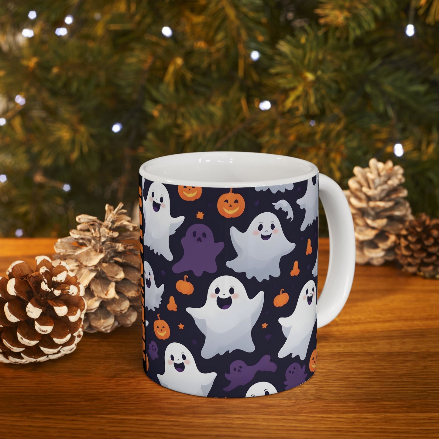 Ceramic Mug, Halloween Cute Ghost & Pumpkins, Spooky Coffee Cup, Halloween Mug, Ghost Pumpkin Mug, Fall Drinkware, Halloween Decor,