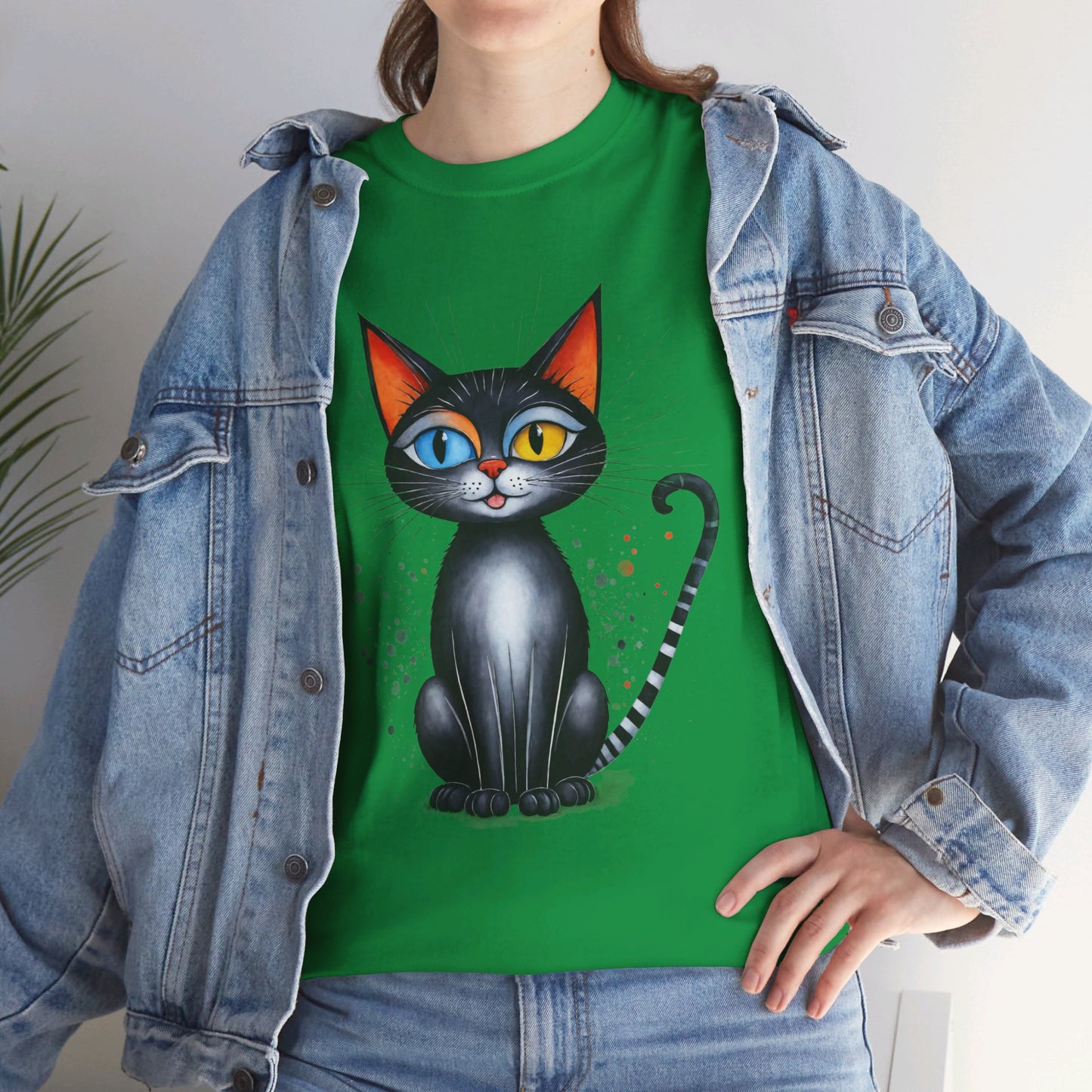 Cat Lover T-Shirt, Feline Graphic Tee, Multicolor Kitten Print Top, Animal Theme Shirt, Cat Enthusiast Clothing