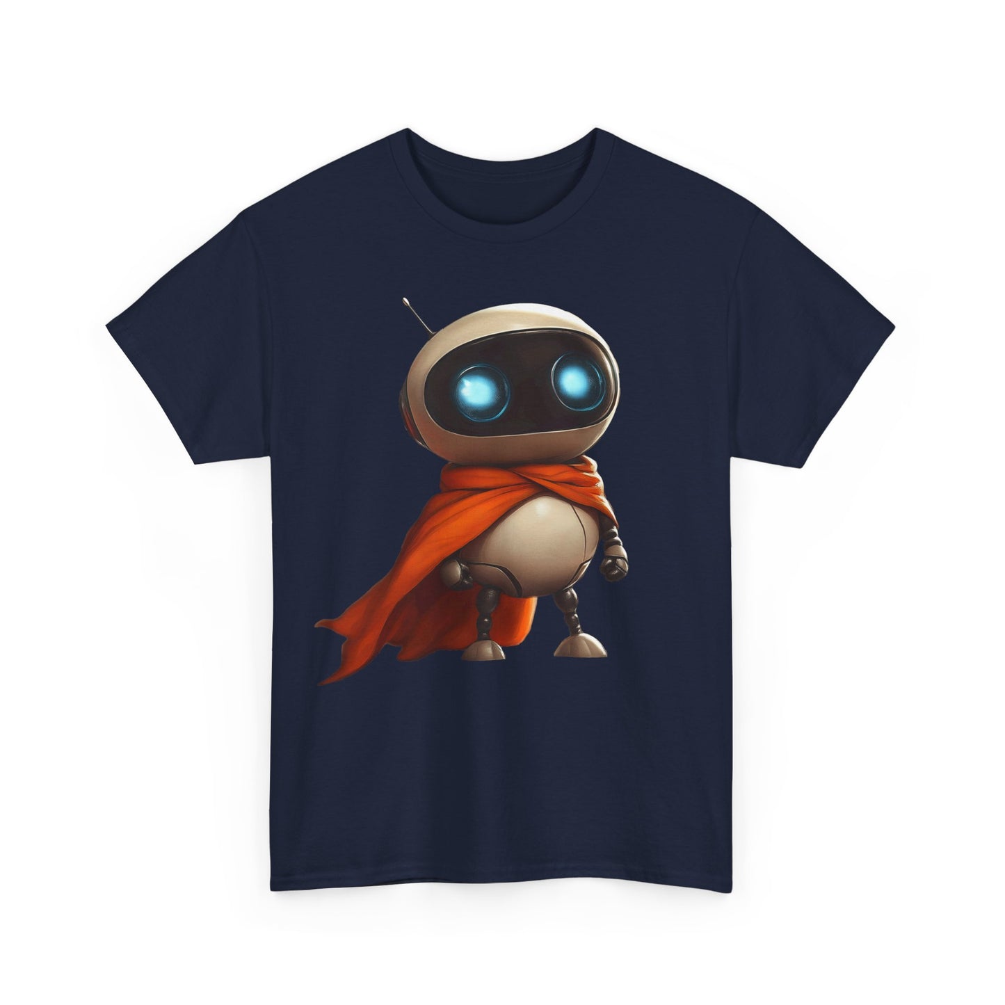 Süßer Roboter T-Shirt mit Umhang / Sci-Fi Cartoon Roboter Grafik Tee / Lustiges Unisex Shirt für Tech-Liebhaber