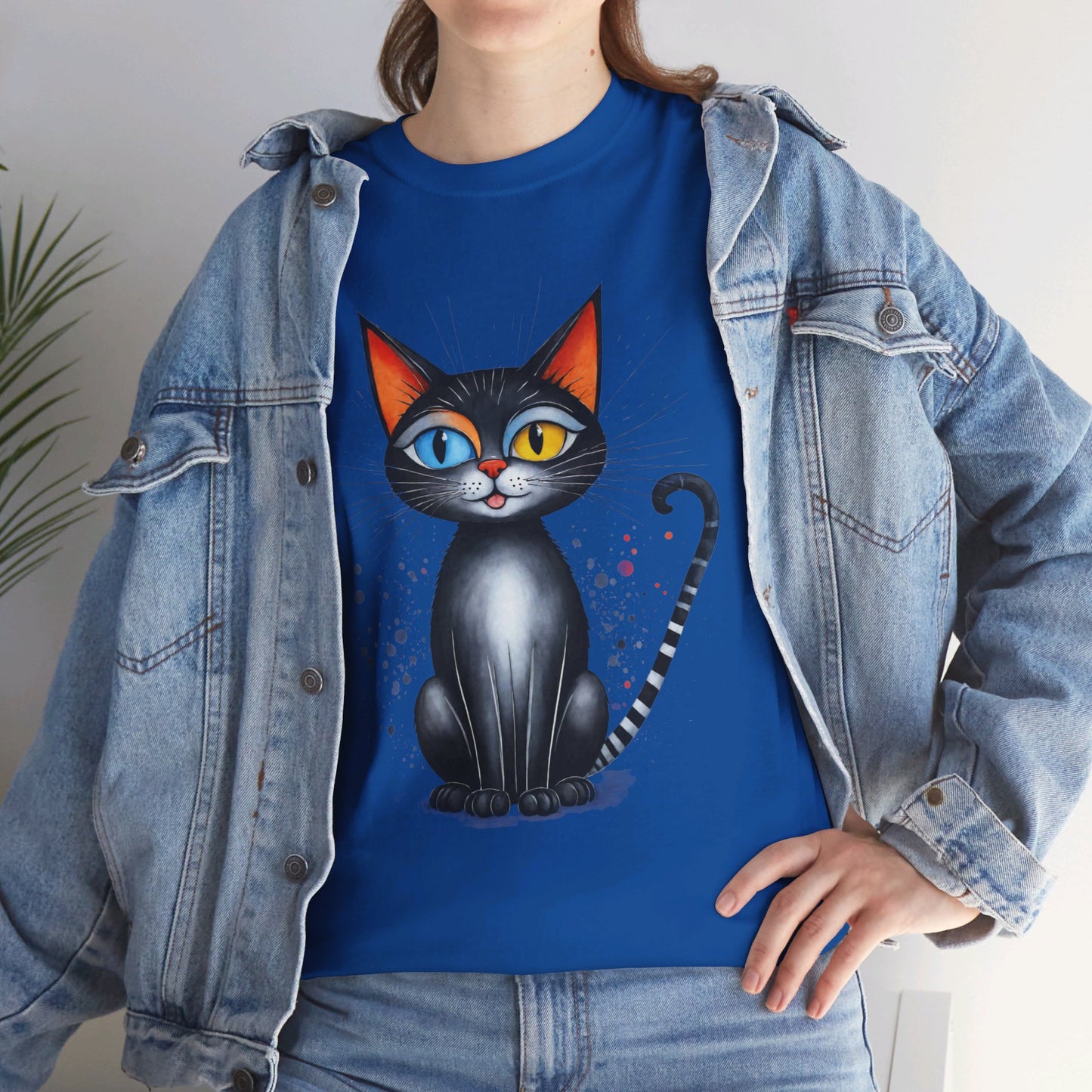 Cat Lover T-Shirt, Feline Graphic Tee, Multicolor Kitten Print Top, Animal Theme Shirt, Cat Enthusiast Clothing