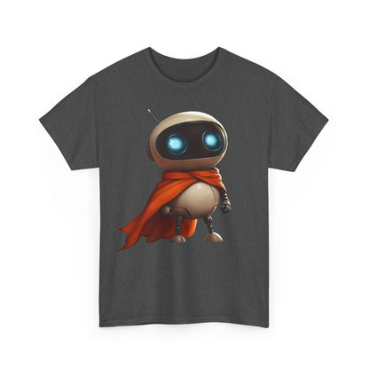 Süßer Roboter T-Shirt mit Umhang / Sci-Fi Cartoon Roboter Grafik Tee / Lustiges Unisex Shirt für Tech-Liebhaber