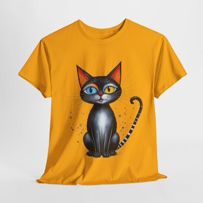 Cat Lover T-Shirt, Feline Graphic Tee, Multicolor Kitten Print Top, Animal Theme Shirt, Cat Enthusiast Clothing