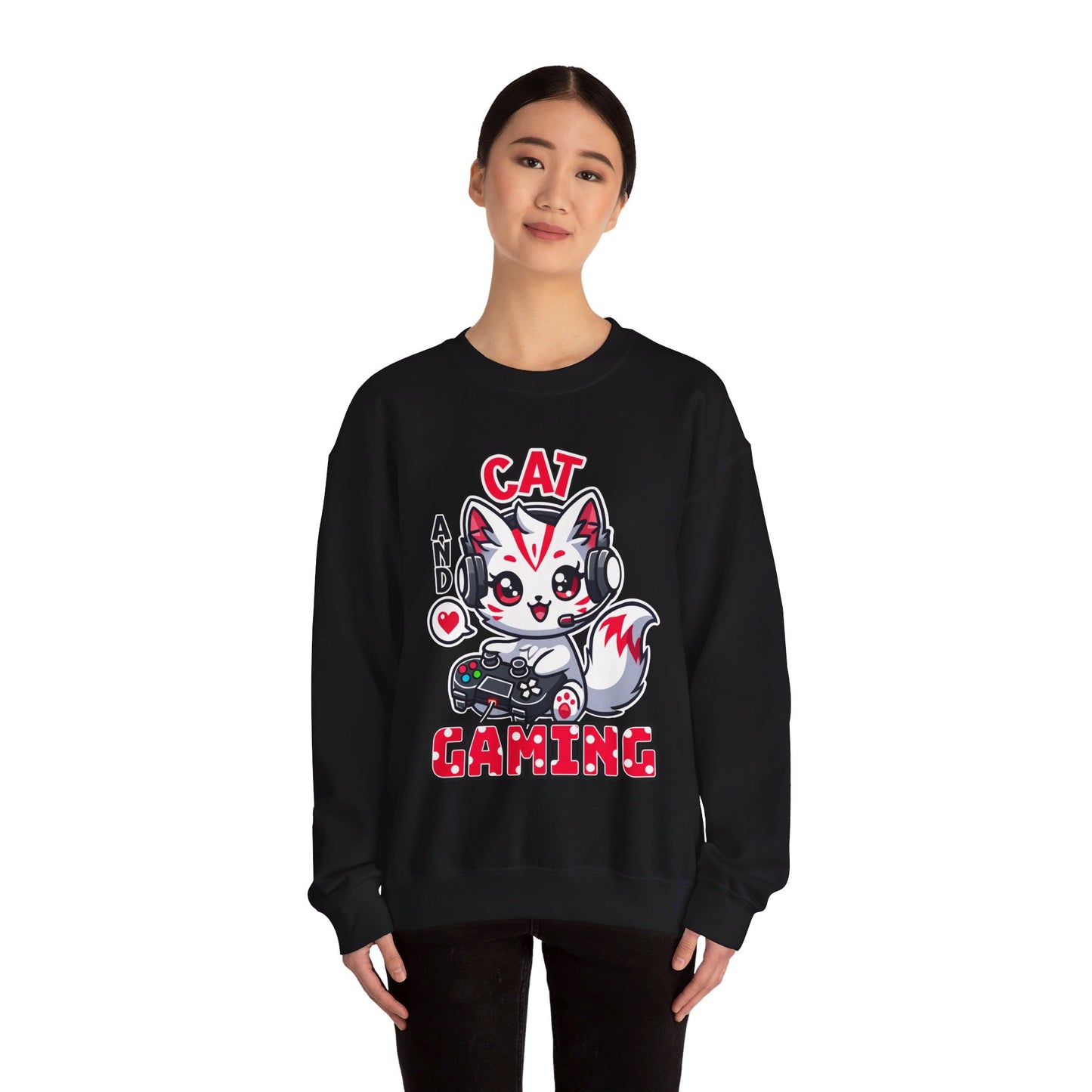 Cat and Gaming Unisex Heavy Blend™ Crewneck Sweatshirt / Anime / Katze / Geschenk / Zocken