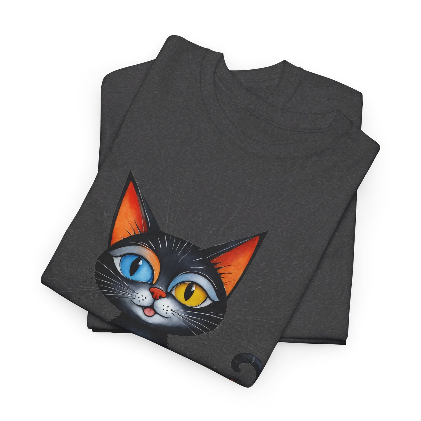 Cat Lover T-Shirt, Feline Graphic Tee, Multicolor Kitten Print Top, Animal Theme Shirt, Cat Enthusiast Clothing