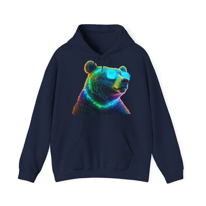 Cooler Bär mit Sonnenbrille Hoodie / Neon Bären Grafik / Wild Design für Tierliebhaber und Streetwear Fans / Lustiges Geschenk