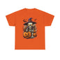 Halloween Pumpkin Skeleton Witch Tee, Spooky Unisex T-Shirt, Fall Season Shirt, Jack-O-Lantern Costume Top, Autumn Witch Theme Apparel