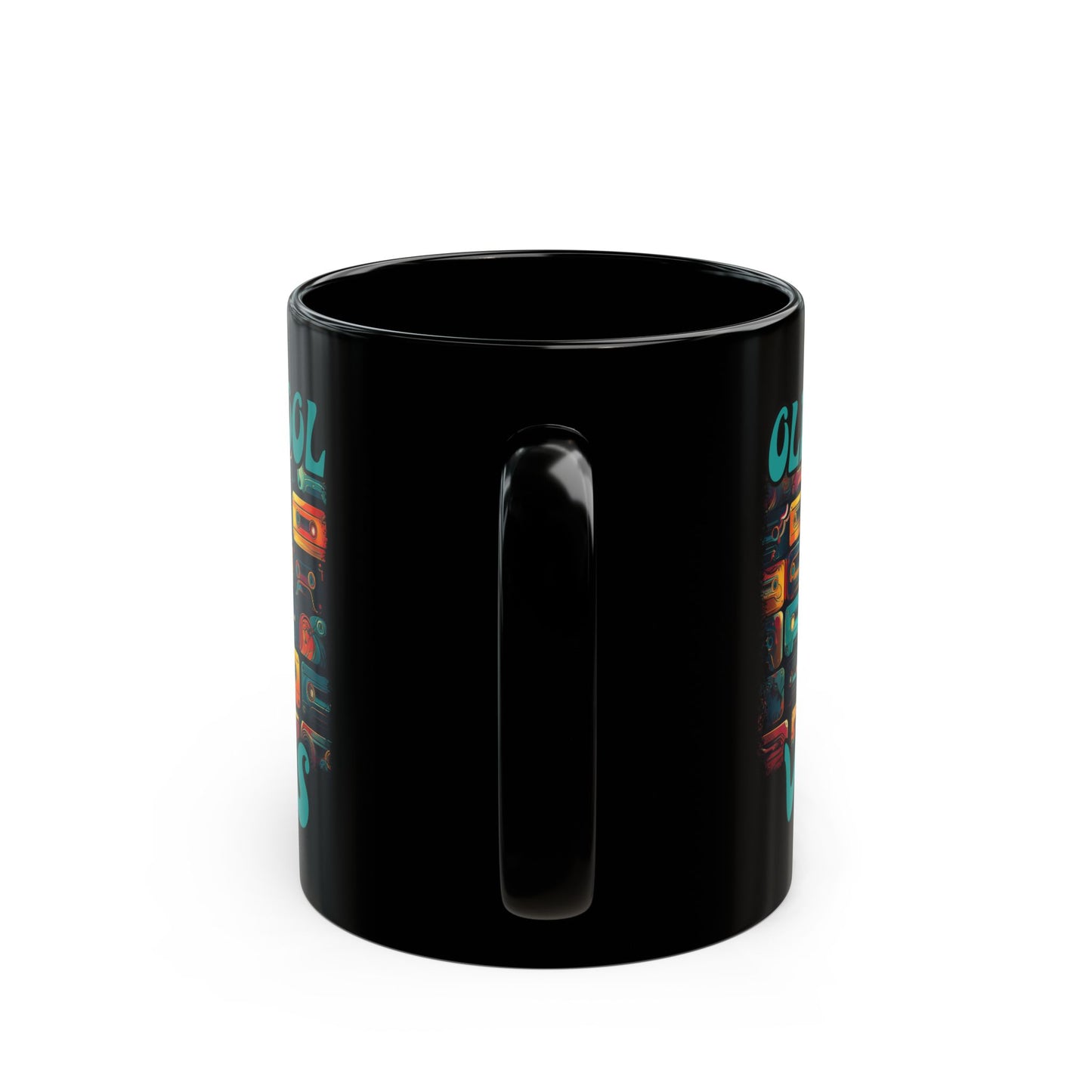 Oldschool Vibes 80er Retro Kassette Tasse, Geschenk für Musikliebhaber, Vintage Musik, Retro Kassette T-Shirt, Tasse Black Mug (11oz, 15oz)