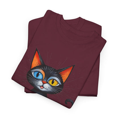 Cat Lover T-Shirt, Feline Graphic Tee, Multicolor Kitten Print Top, Animal Theme Shirt, Cat Enthusiast Clothing