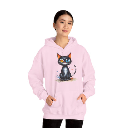 Cute Colourful Cat Hoodie, Cat Lover Sweatshirt, Whimsical Kitty Apparel, Fun Feline Jumper, Cat Lady Pullover, Vibrant Pet Hooded Top