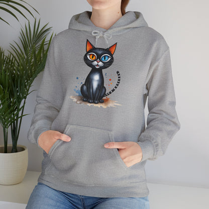 Cute Colourful Cat Hoodie, Cat Lover Sweatshirt, Whimsical Kitty Apparel, Fun Feline Jumper, Cat Lady Pullover, Vibrant Pet Hooded Top