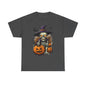 Halloween Pumpkin Skeleton Witch Tee, Spooky Unisex T-Shirt, Fall Season Shirt, Jack-O-Lantern Costume Top, Autumn Witch Theme Apparel