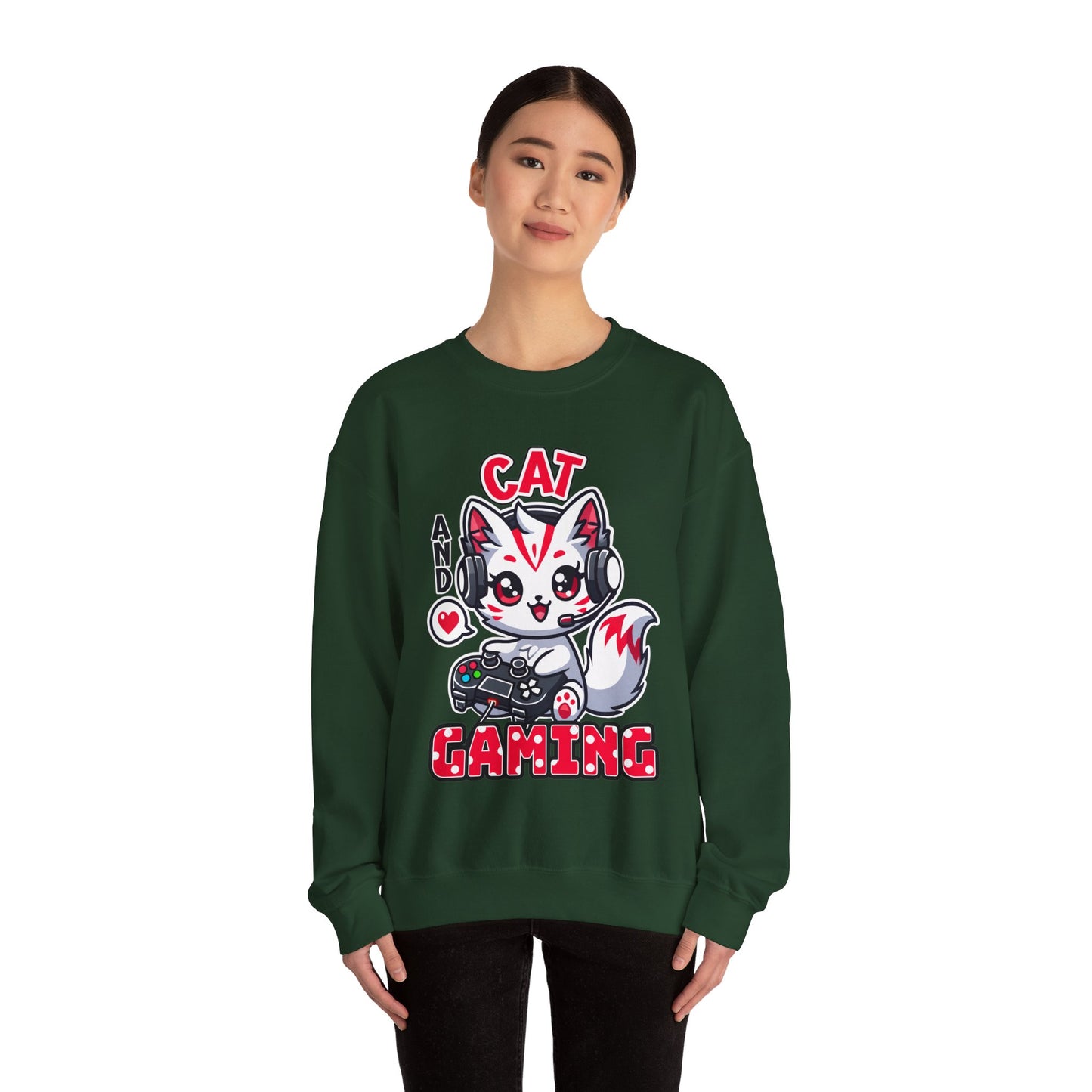 Cat and Gaming Unisex Heavy Blend™ Crewneck Sweatshirt