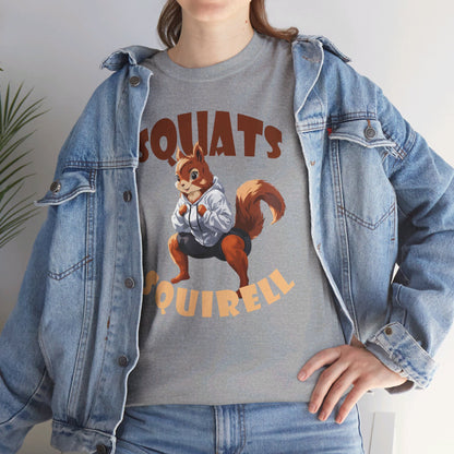 Squats Squirell T-Shirt - Lustiges Cartoon T-Shirt für Fitness-Enthusiasten und Katzenliebhaber