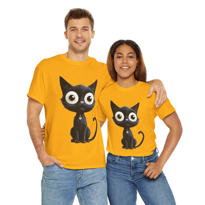 Cat Lover T-Shirt, Cute Kitty Tee, Adorable Feline Shirt, Big Eyed Cat Top, Animal Graphic Tee for Pet Owners