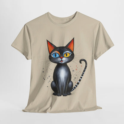 Cat Lover T-Shirt, Feline Graphic Tee, Multicolor Kitten Print Top, Animal Theme Shirt, Cat Enthusiast Clothing