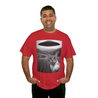 UFO Cat Tee, Alien Kitty Shirt, Space Cat Tshirt, Extraterrestrial Feline Top, Funny Cat Lover Gift