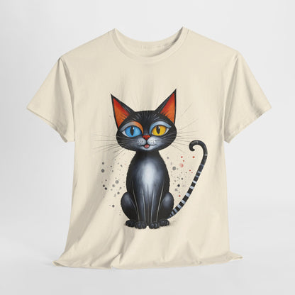 Cat Lover T-Shirt, Feline Graphic Tee, Multicolor Kitten Print Top, Animal Theme Shirt, Cat Enthusiast Clothing