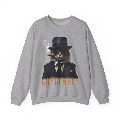 Cat Gangster Sweatshirt | Cool Cat in 1930s Suit Design, Unisex Crewneck Jumper, Gangimals Apparel, Vintage Feline Shirt, Animal Lover Gift