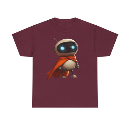 Süßer Roboter T-Shirt mit Umhang / Sci-Fi Cartoon Roboter Grafik Tee / Lustiges Unisex Shirt für Tech-Liebhaber