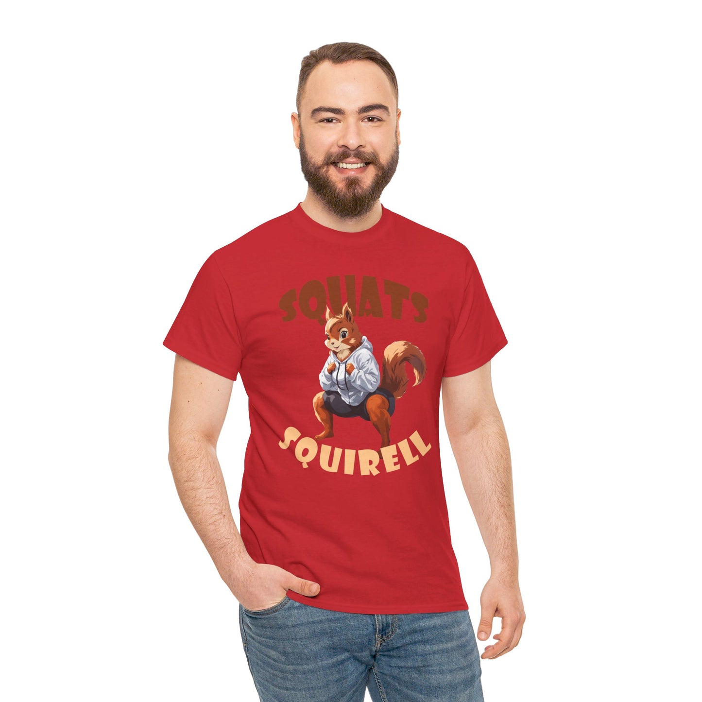 Squats Squirell T-Shirt - Lustiges Cartoon T-Shirt für Fitness-Enthusiasten und Katzenliebhaber