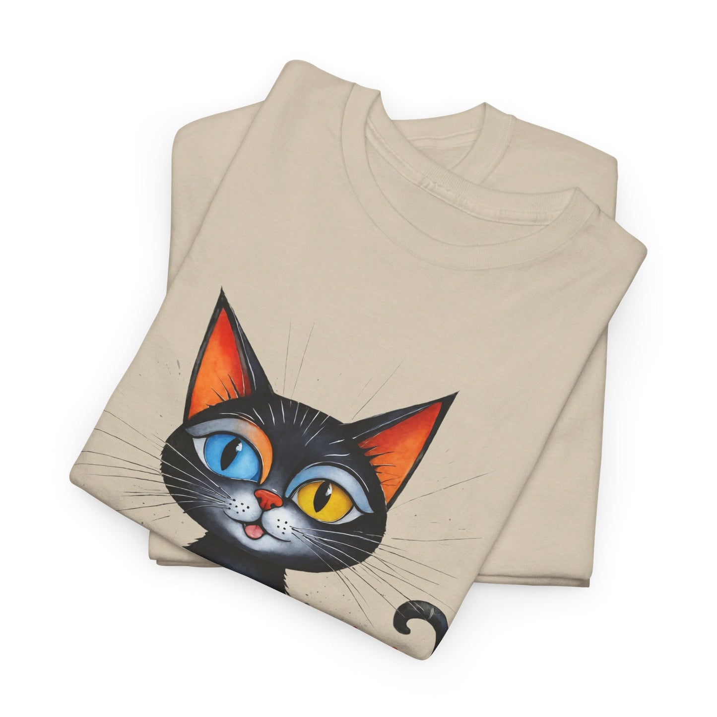 Cat Lover T-Shirt, Feline Graphic Tee, Multicolor Kitten Print Top, Animal Theme Shirt, Cat Enthusiast Clothing