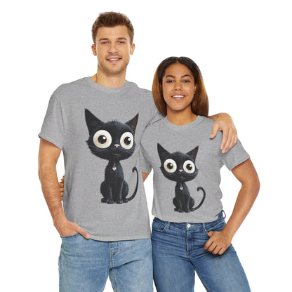 Cat Lover T-Shirt, Cute Kitty Tee, Adorable Feline Shirt, Big Eyed Cat Top, Animal Graphic Tee for Pet Owners