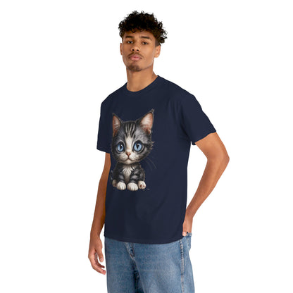 Cat Lover T-Shirt, Cute Kitten Graphic Tee, Animal Print Top, Blue Eyed Cat Shirt, Pet Owner Gift