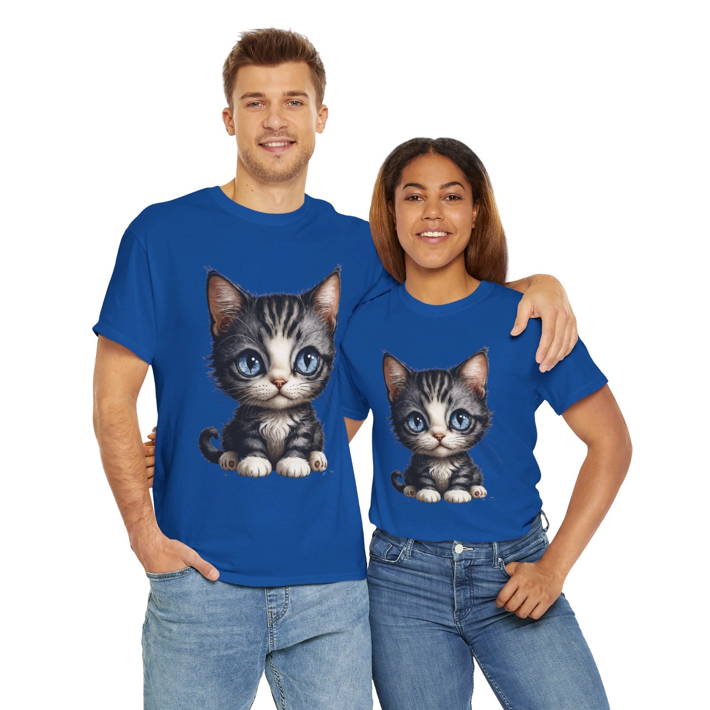 Cat Lover T-Shirt, Cute Kitten Graphic Tee, Animal Print Top, Blue Eyed Cat Shirt, Pet Owner Gift