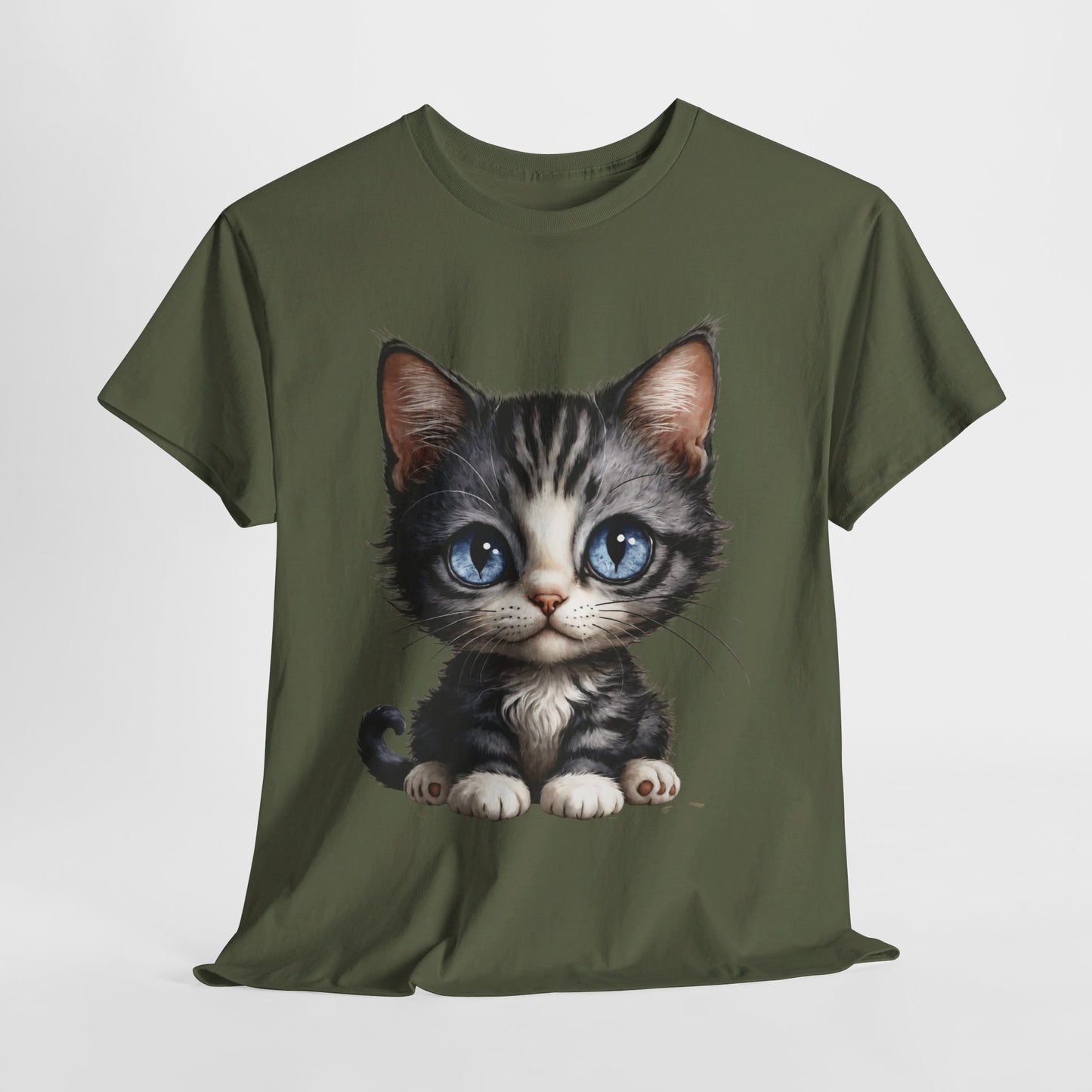 Cat Lover T-Shirt, Cute Kitten Graphic Tee, Animal Print Top, Blue Eyed Cat Shirt, Pet Owner Gift