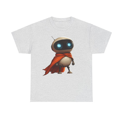 Süßer Roboter T-Shirt mit Umhang / Sci-Fi Cartoon Roboter Grafik Tee / Lustiges Unisex Shirt für Tech-Liebhaber