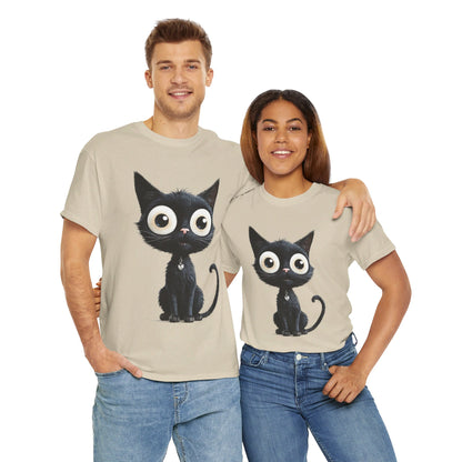 Cat Lover T-Shirt, Cute Kitty Tee, Adorable Feline Shirt, Big Eyed Cat Top, Animal Graphic Tee for Pet Owners