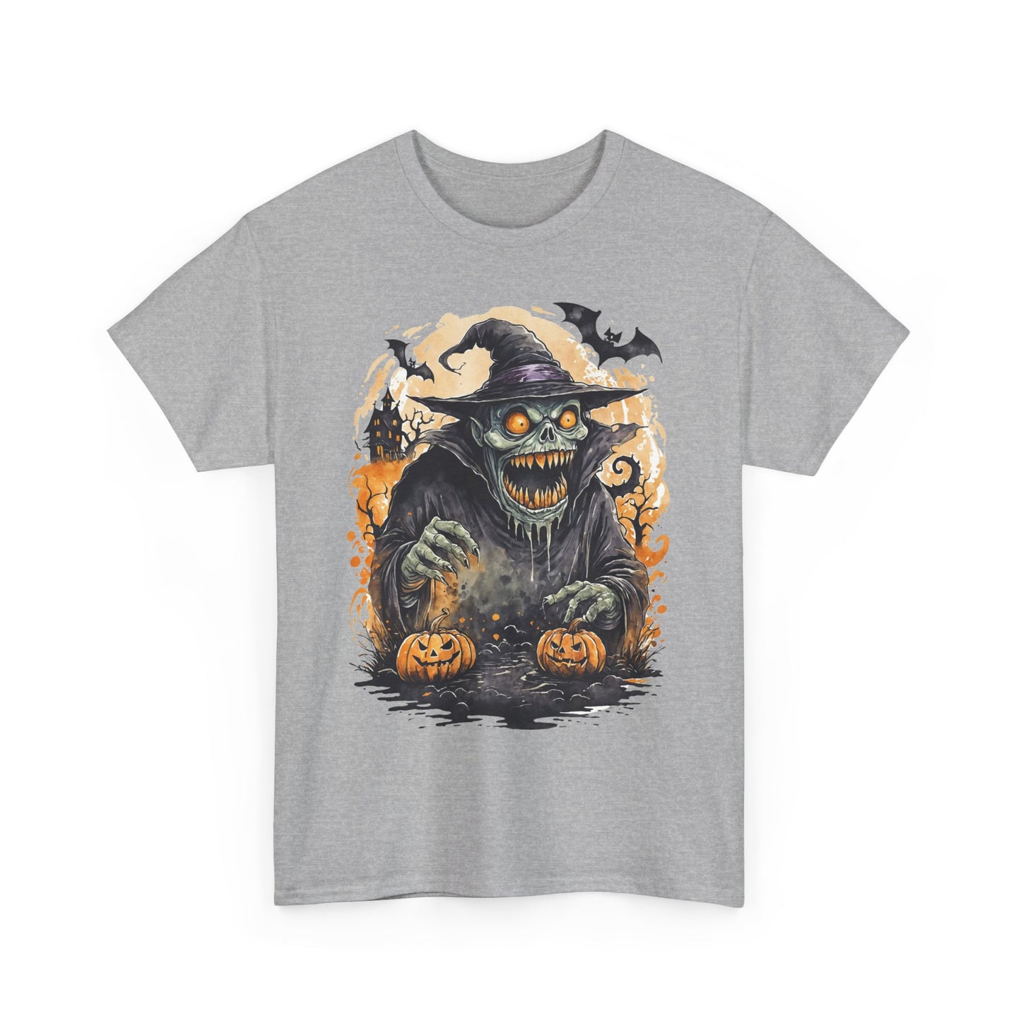 Halloween Pumpkin Green Monster Tee, Spooky Unisex T-Shirt, Fall Season Shirt, Jack-O-Lantern Costume Top, Autumn Witch Theme Apparel